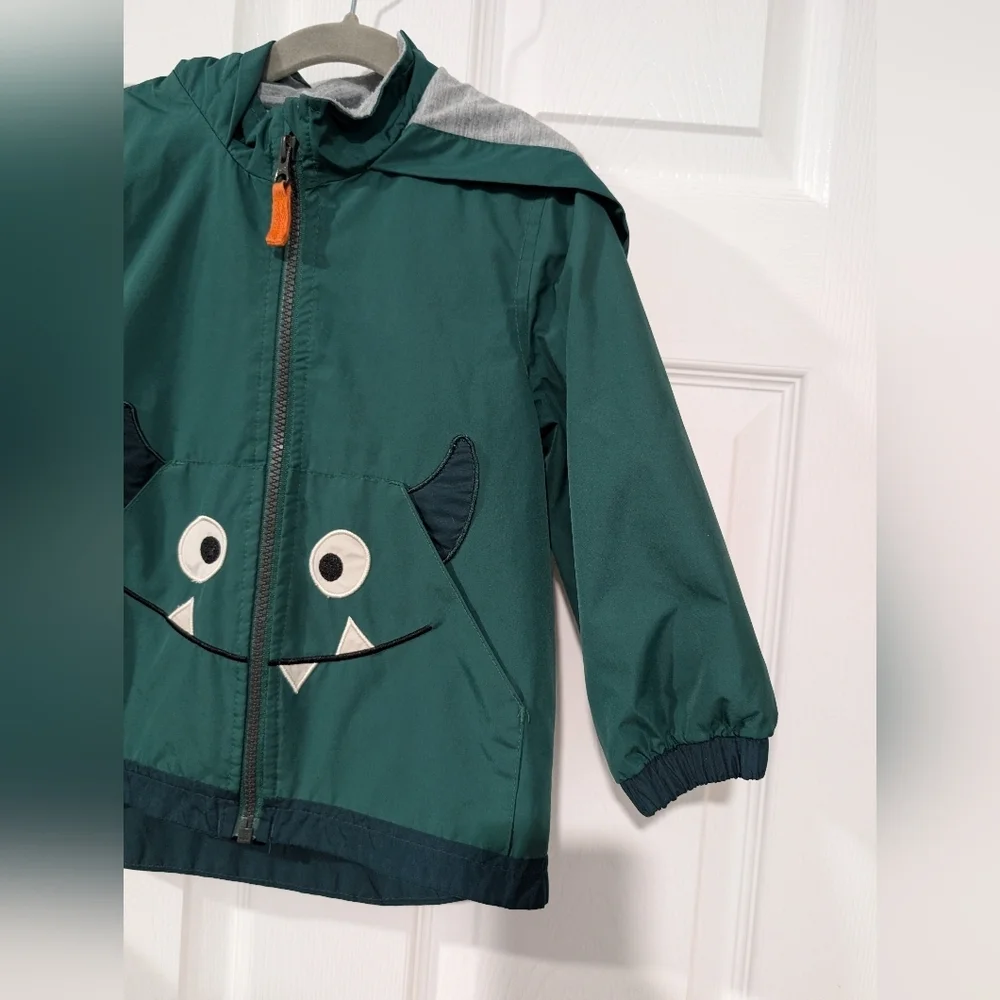 Carter's Toddler Boy Green Monster Zip Up Windbreaker Jacket in Size 3T